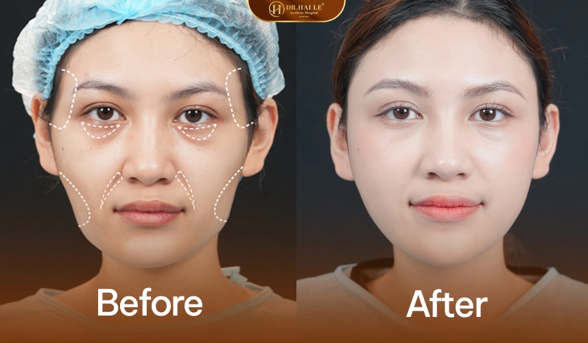 Gương mặt hài hòa, đầy đặn tự nhiên hơn sau cân chỉnh Full Face, không cứng – không đơ