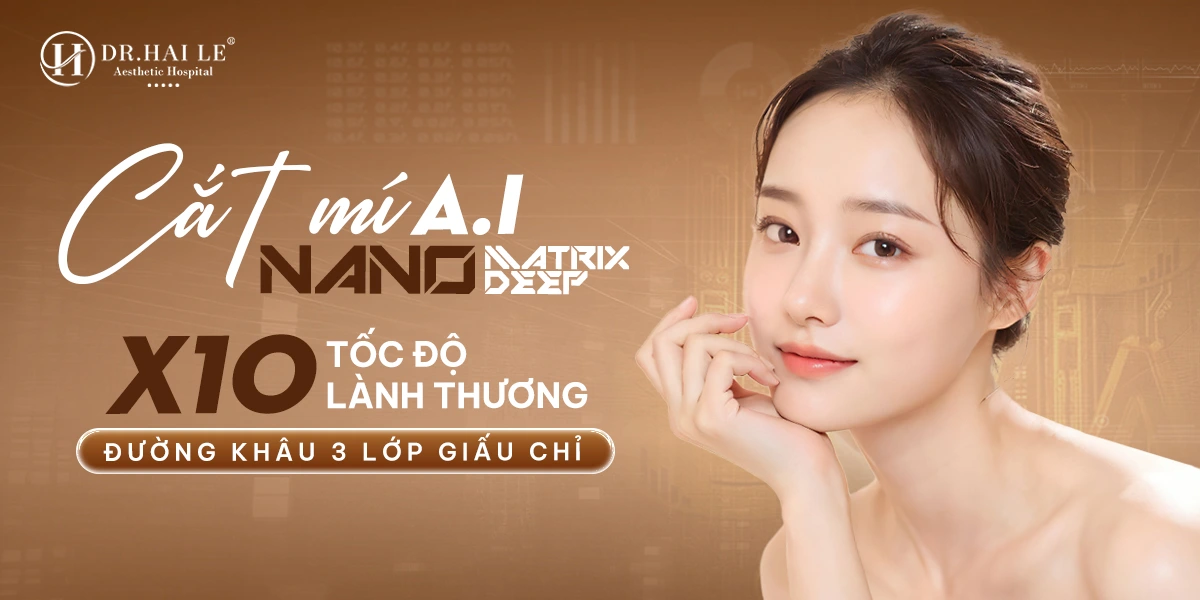 Cắt mí A.I Nano Matrix Deep tại Bệnh viện Thẩm mỹ Dr.Hải Lê là công nghệ phẫu thuật thẩm mỹ mí mắt tiên tiến, ứng dụng trí tuệ nhân tạo trong phân tích cấu trúc mắt, từ đó thiết kế nếp mí chuẩn nhân trắc học, trẻ trung và tự nhiên.