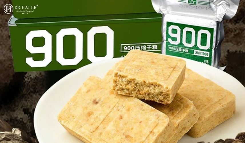 Mỗi 100g lương khô 900 BA SAO Trung Quốc chứa chính xác 1903 kJ năng lượng, tương đương khoảng 454,7 kcal theo quy đổi y khoa