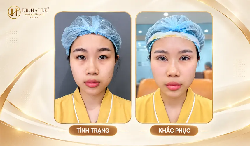 Đối chiếu hình dáng đôi mắt và nếp mí của khách hàng trước và sau phẫu thuật cắt mí.